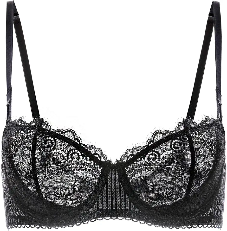 Sutiã feminino sexy de renda push up plus size sutiã transparente balconette com armação sem forro