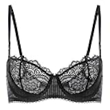 Women's Sexy Lace Push Up Plus Size Bra Sheer Balconette Underwire Unlined