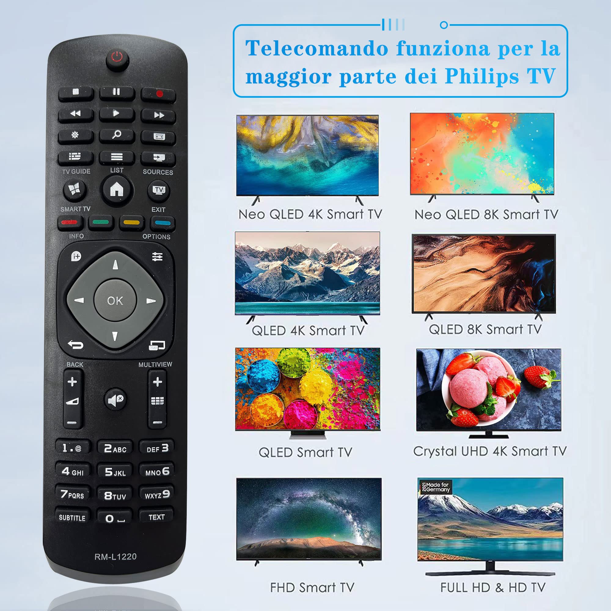 Télécommande De Remplacement Pour TV Philips - Universelle, Compatible 4K UHD HDR Smart TV