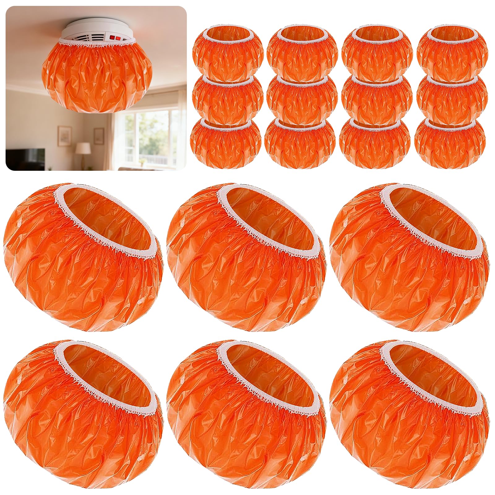 60 Pcs Smoke Detector Covers Stretchable Plastic Protective Covers for Temporary Use During Cooking Renovation and Cleaning
