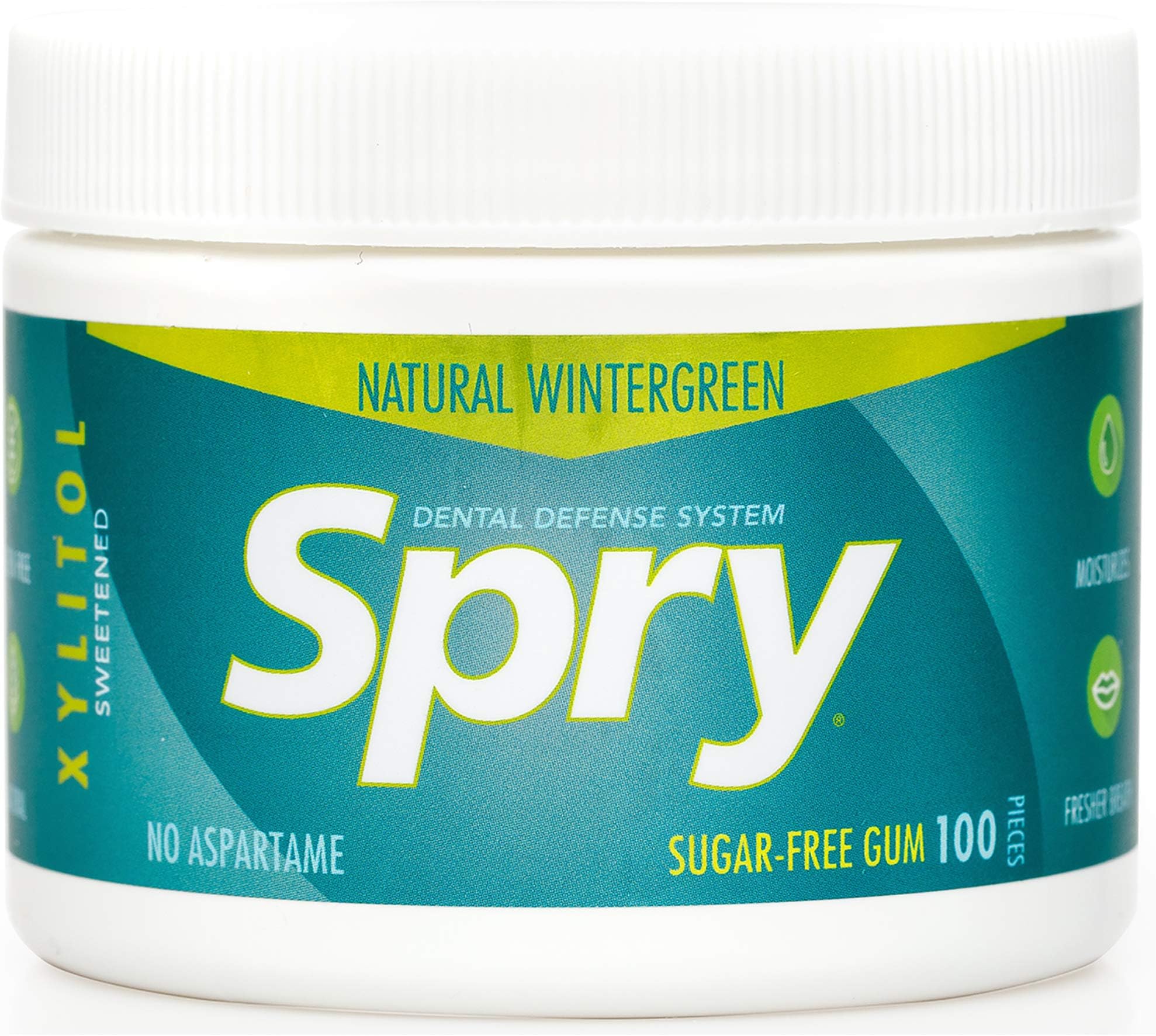Spry Fresh Natural Xylitol Chewing Gum Dental Defense System - Aspartame-Free, Sugar-Free, Non-GMO, Gluten-Free (Wintergreen, 100 Count - Pack of 1)
