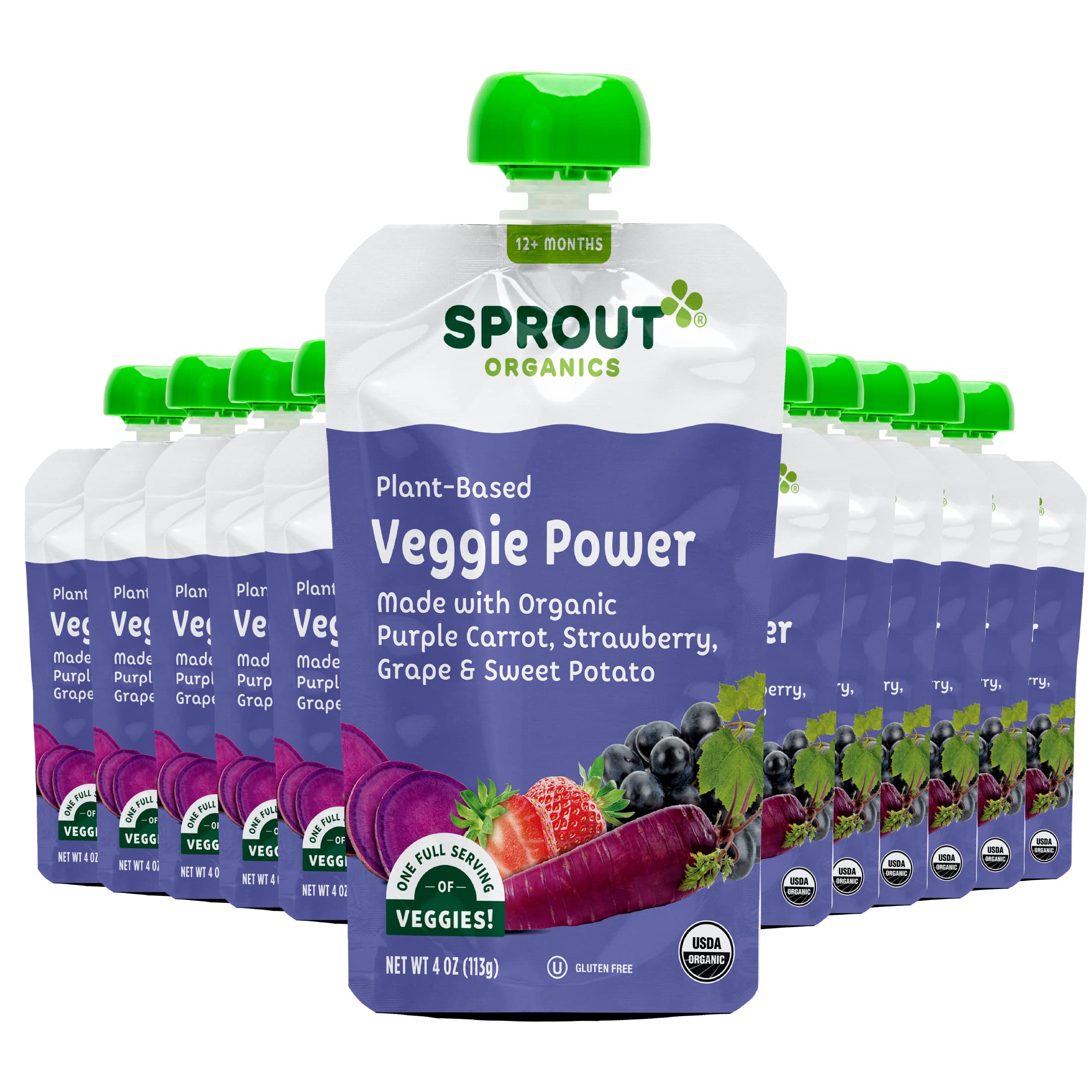 Amazon.com: Sprout Organic Baby Food, Stage 4 Toddler Pouches, Purple Carrot  Veggie Power Pack, 4 Oz Purees (Pack of 12) : Baby