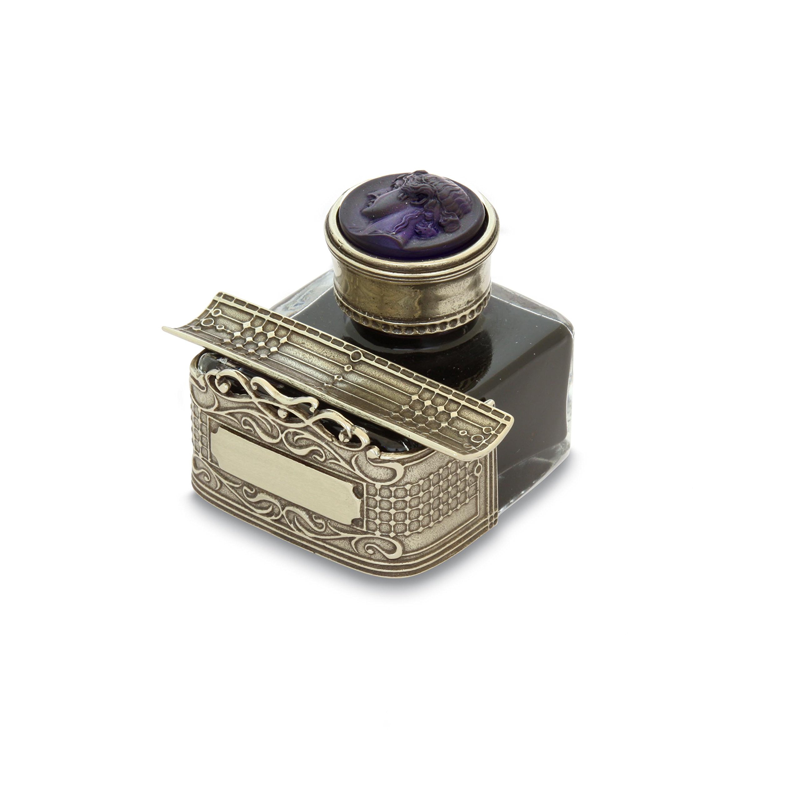 BORTOLETTI Inkwell With Bronze Frieze And Stopper With Vitrea Pasta Exempla Line