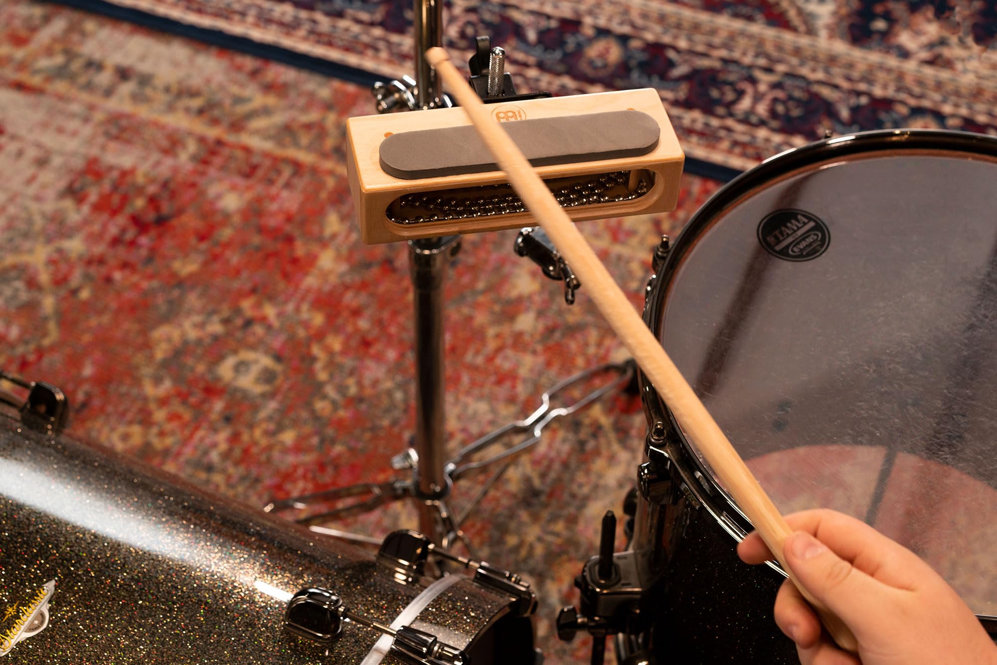 Meinl Bloque de madera de percusión efecto palmada con cadena Cabasa de acero, se puede tocar con baquetas, fabricado en Europa, abedul báltico (MWBHC)