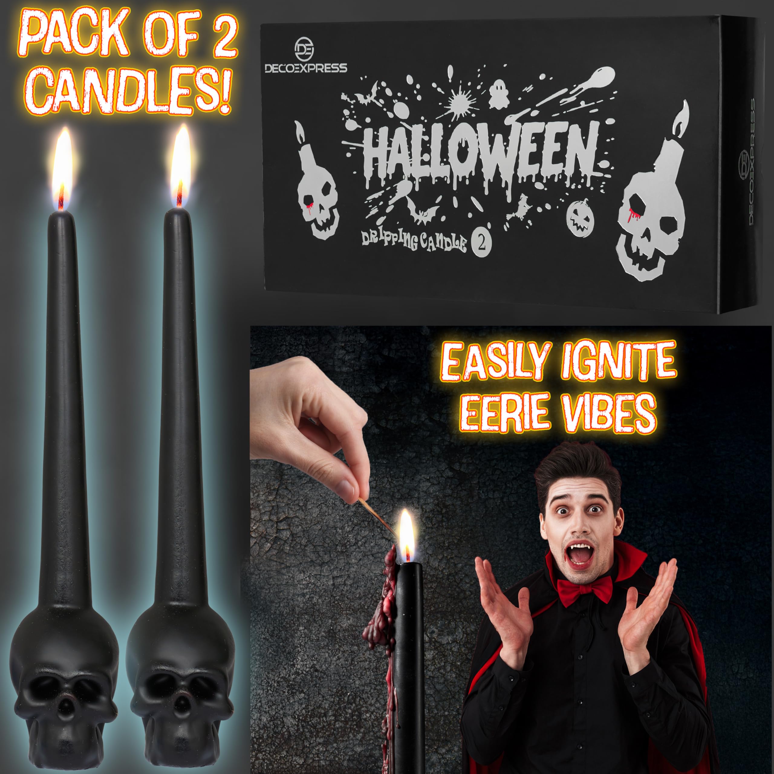 Totenkopf Kerze Gothic - Gruselige Halloween Dekoration Für Erwachsene