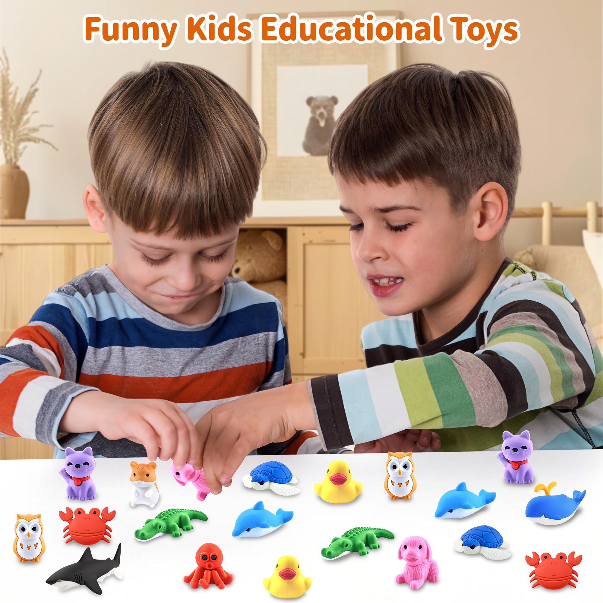 Alligator-Radiergummis für Kinder, 3D-Radiergummi, Tier-Radiergummi, Schreibtisch, Haustiere für Jungen, Mädchen, Klassenzimmerpreise, Spielbelohnung, Ostereier-Füller, Schulbedarf