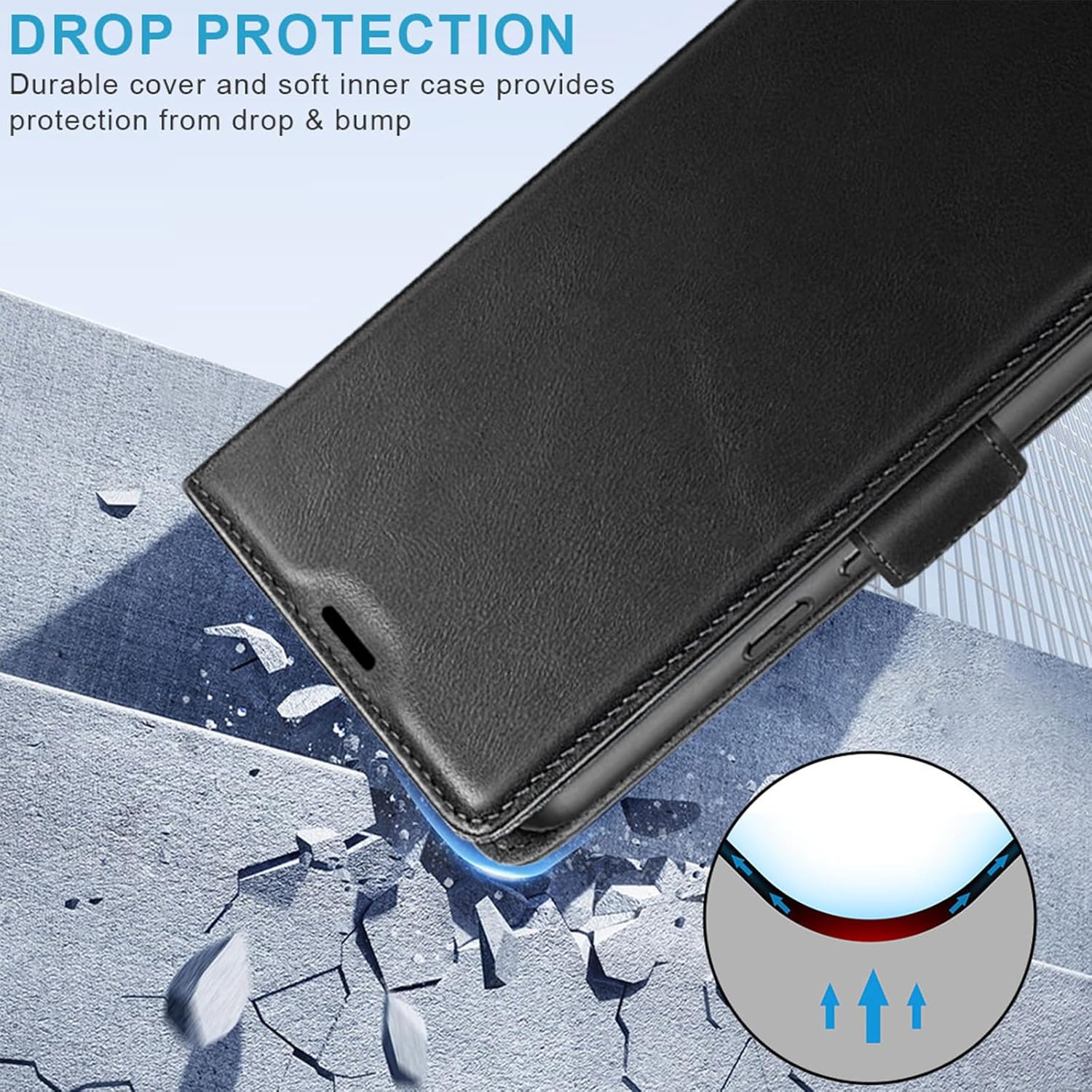 KEZiHOME Case for Google Pixel 9 Pro, Genuine Leather [RFID Blocking] Wallet Case with Card Holder Stand Magnetic Flip Protective Phone Cover Compatible with Google Pixel 9/9 Pro 5G(Black)