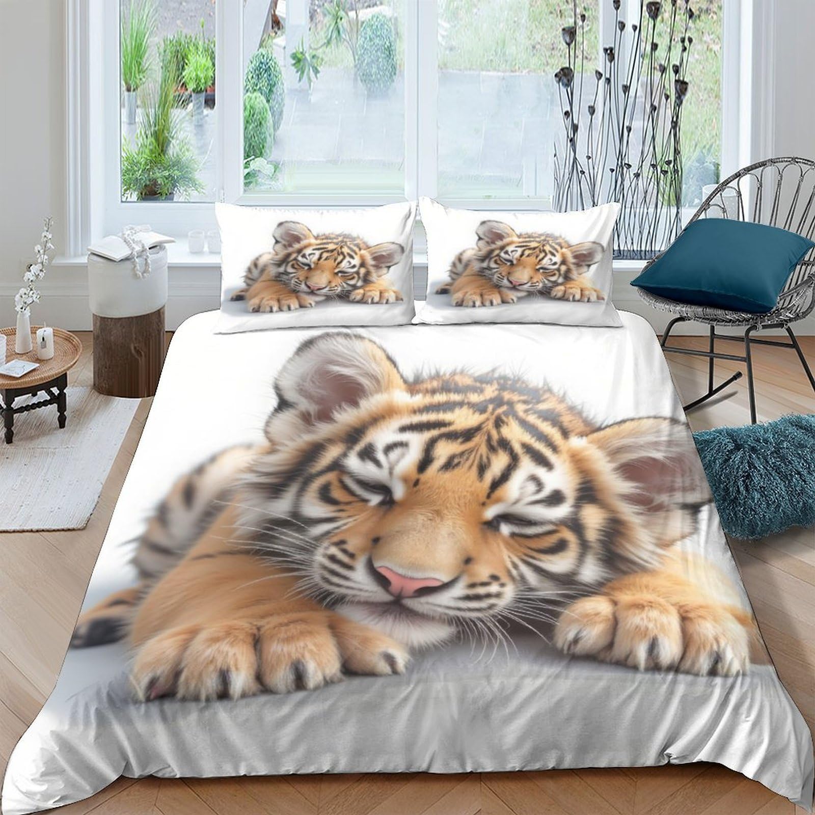 Housse de couette tigre 140x200 cadeau original pour couples et collègues
