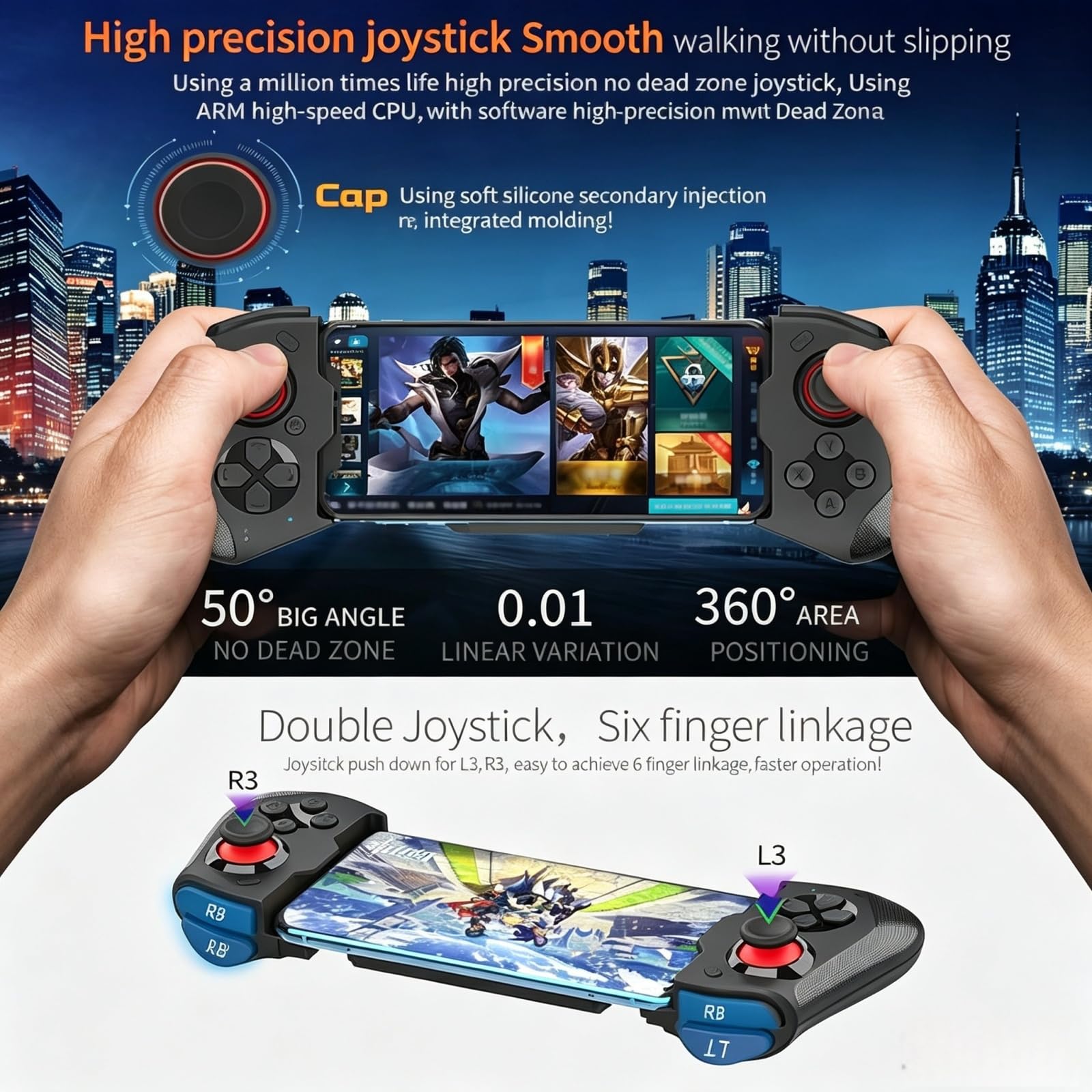 Controlador de Juegos Móvil Inalámbrico, Compatible con IOS y Android, Pc