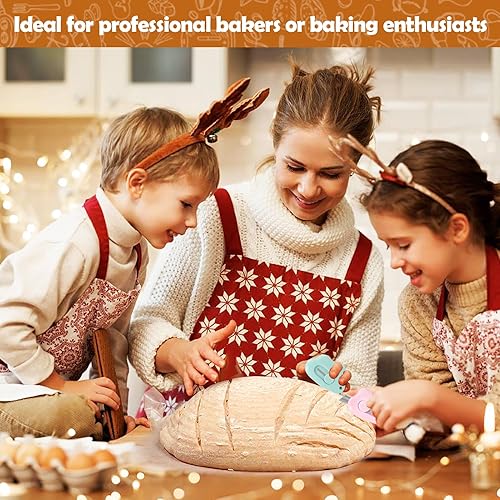 Miniatura 6 de Vodolo Herramienta de puntuación de masa coja de pan, 2 piezas de marcador de pan de masa madre, maquinilla de afeitar para hacer pan casero con