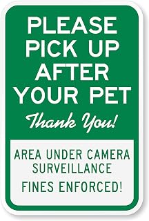 PXIYOU Please Pick Up After Your Pet Area Under Surveillance Fines Enforced Curb Your Dog Sign Poop Clean Up After Pick Signs Yard Tin Sign 8X12Inch