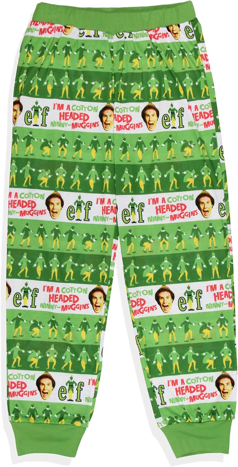 INTIMO Elf The Movie Womens' and Girl's Film Cotton-Headed Ninny-Muggins Jogger Pajama Set