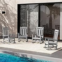 Vista 47 de SERWALL Mecedora de gran tamaño para exteriores, Mecedora de exterior de HDPE, Negra Negro