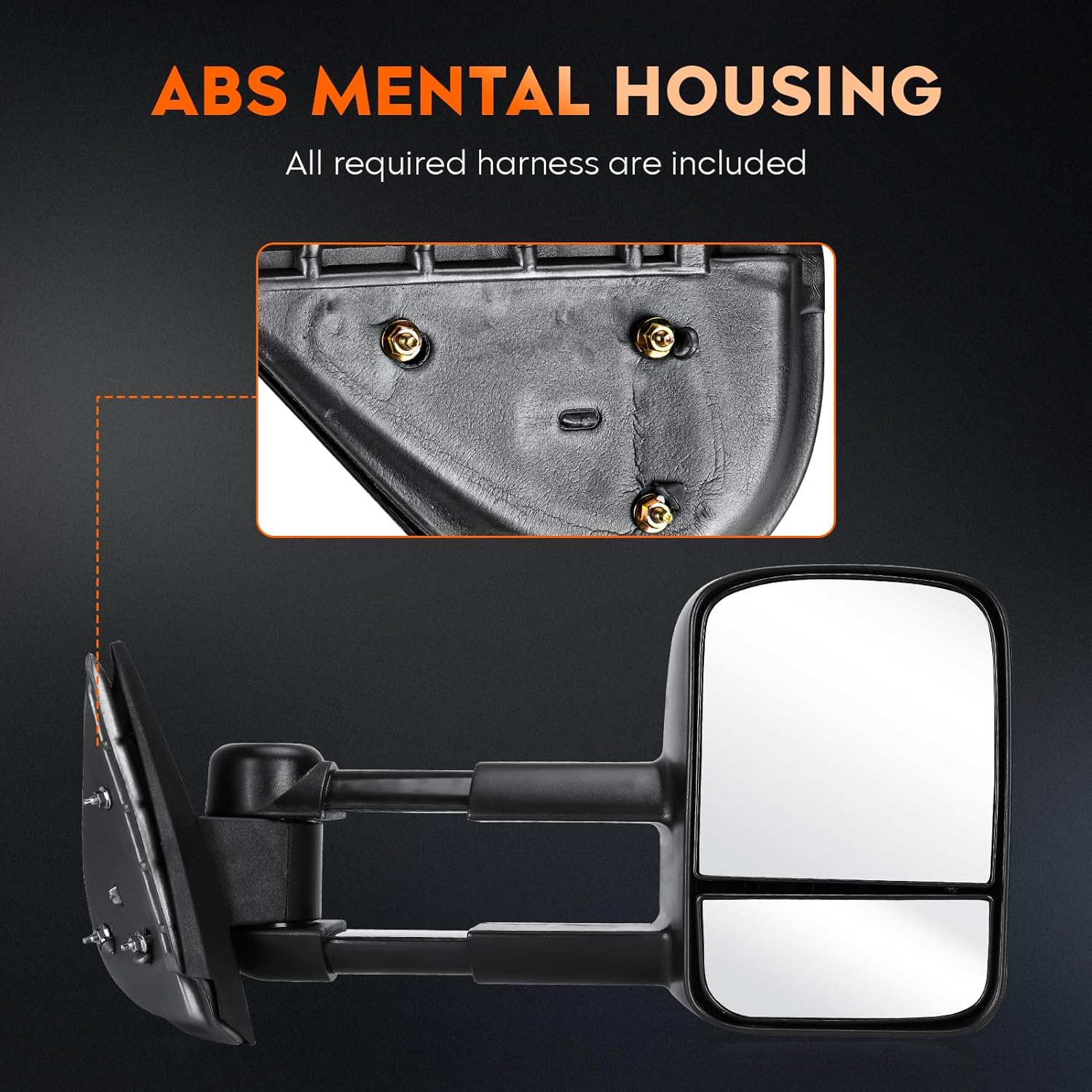 Youxmoto Towing Mirrors fit for 07-13 For Chevy GMC; 2008-2013 Silverado Sierra 1500 2500HD 3500 / Suburban/Avalanche/Yukon Pickup Truck Mirrors, Manual Folding&Telescoping; Black