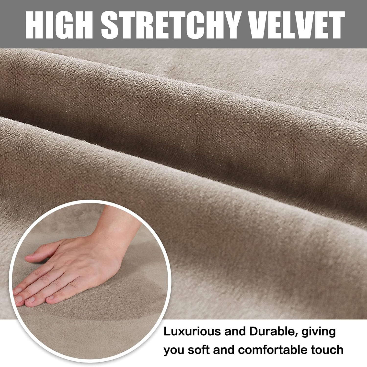 Velvet Dining Chair Covers Set of 4 High Back Chair Protector for Dining Room Soft Stretch Suede Chair Slipcover Removable and Washable Taupe