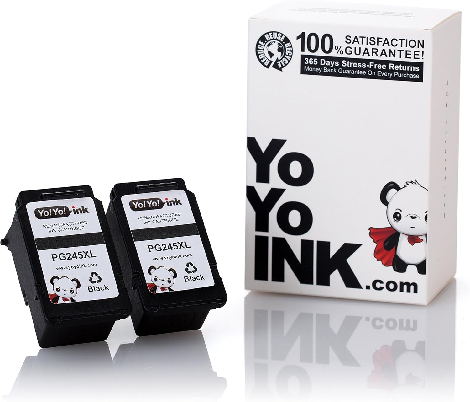 YoYoink Remanufactured Ink Cartridge Replacement for Canon PG-245XL 245 High Yield (2 Black) - Compatible with Canon Printer MX490 MX492 MG2920 iP2820