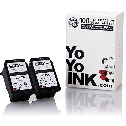 YoYoink Remanufactured Ink Cartridge Replacement for Canon PG-245XL 245 High Yield (2 Black) - Compatible with Canon Printer MX490 MX492 MG2920 iP2820