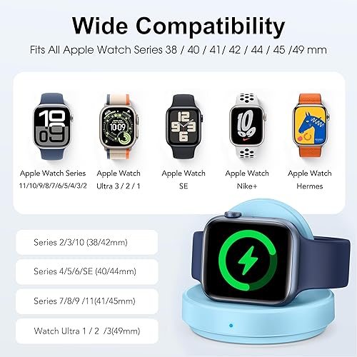 Miniatura 43 de Soporte de carga para Apple Watch, soporte de carga portátil inalámbrico magnético con cable de carga y adaptador compatible con iWatch Series 10 9