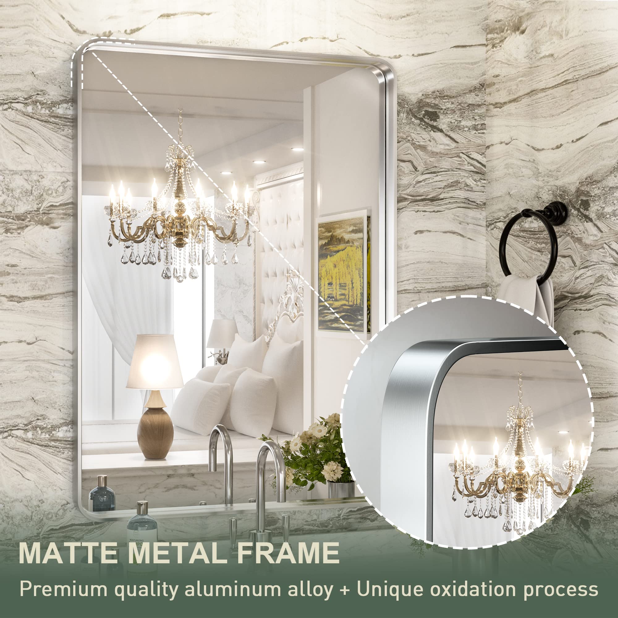 Amazon.com: TokeShimi 24 x 36 Inch Brushed Silver Bathroom