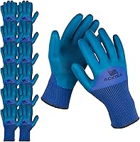 Vista 1 de ACKTRA Safety WORK GLOVES 12 Pairs, Blue Nylon, Double Coating, Heavy Duty