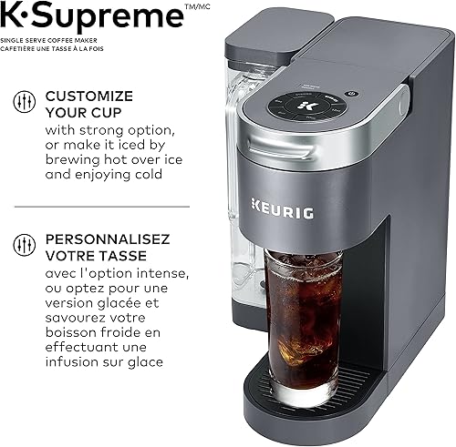 Miniatura 3 de Keurig K-Supreme - Cafetera de cápsulas K-Cup de una sola porción, con tecnología MultiStream, gris, 17.913 x 7.047 x 14.409 pulgadas