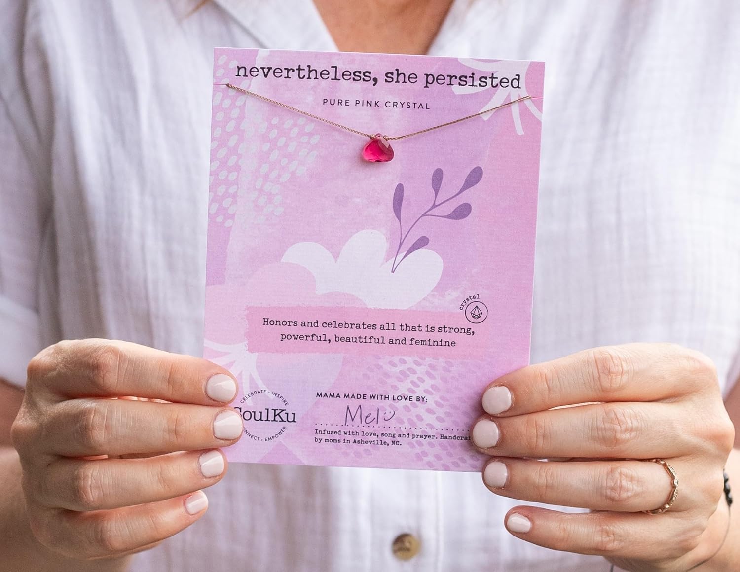 SOULKU Crystal Necklace, Handmade Healing Crystal Jewelry, Inspirational Jewelry For Women, 9x9 mm Cut Glass Crystal, Lobster Clasp and Extender with 16" Nylon Cord - Image 6