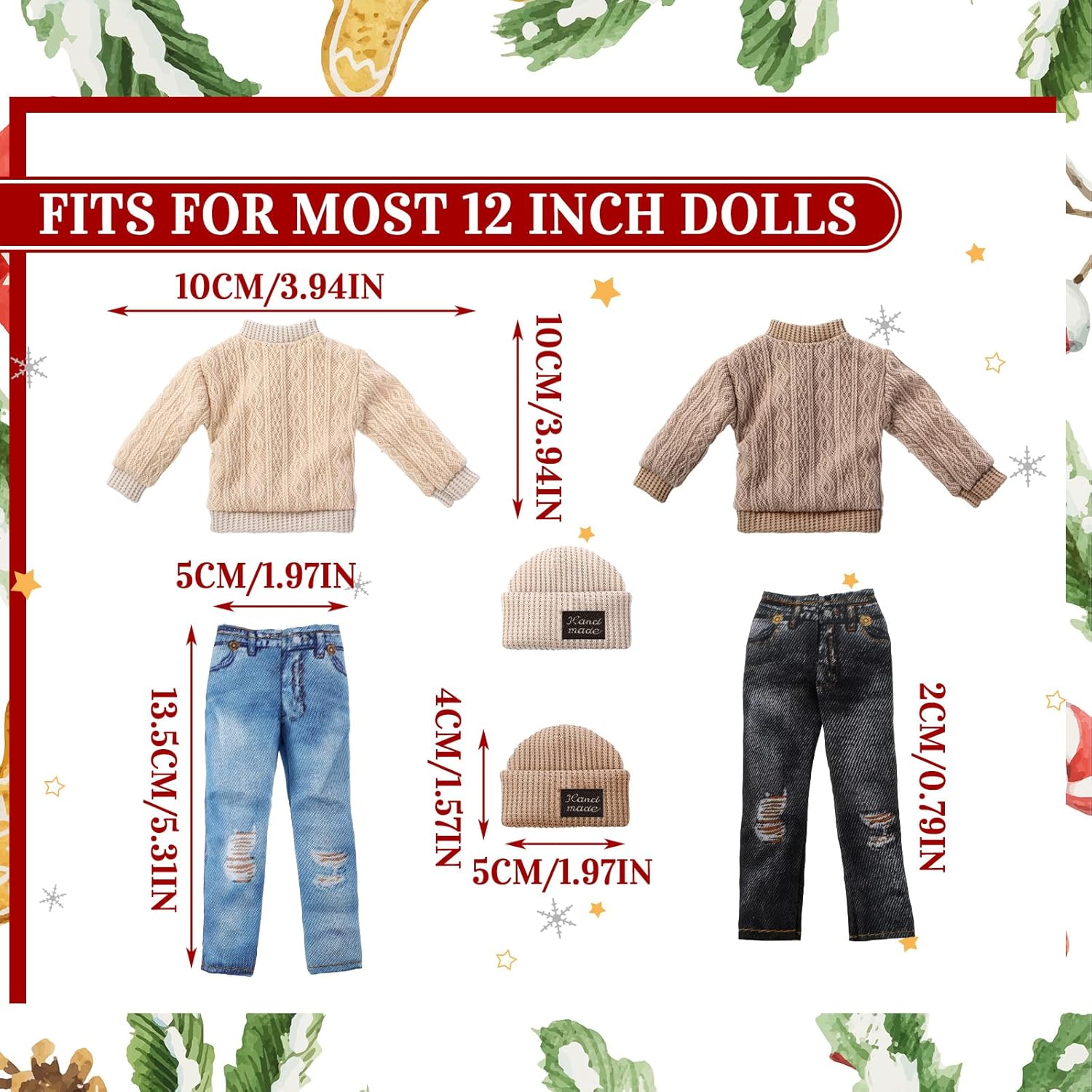 Bencailor 6 Pcs Doll Clothes Doll Accessories Include Sweater Pants Shoes Hat for Birthday Gift(Elegant,12 Inch)