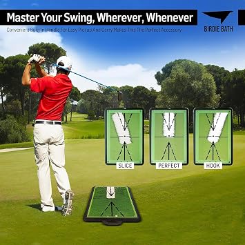 Birdie Golf: Birdie Mat Pro - Swing Training Aid, Sequin Tech Surface, Analyze Swing Path & Ball Impact, Portable in- Outdoor, 19.25 Sports Accessory