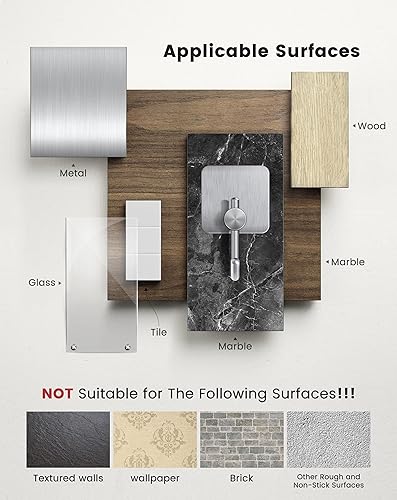 Miniatura 6 de Ganchos para toallas para baños, ganchos adhesivos para toallas, gancho de pared de acero inoxidable, gancho para bata, ganchos para baño, cocina,