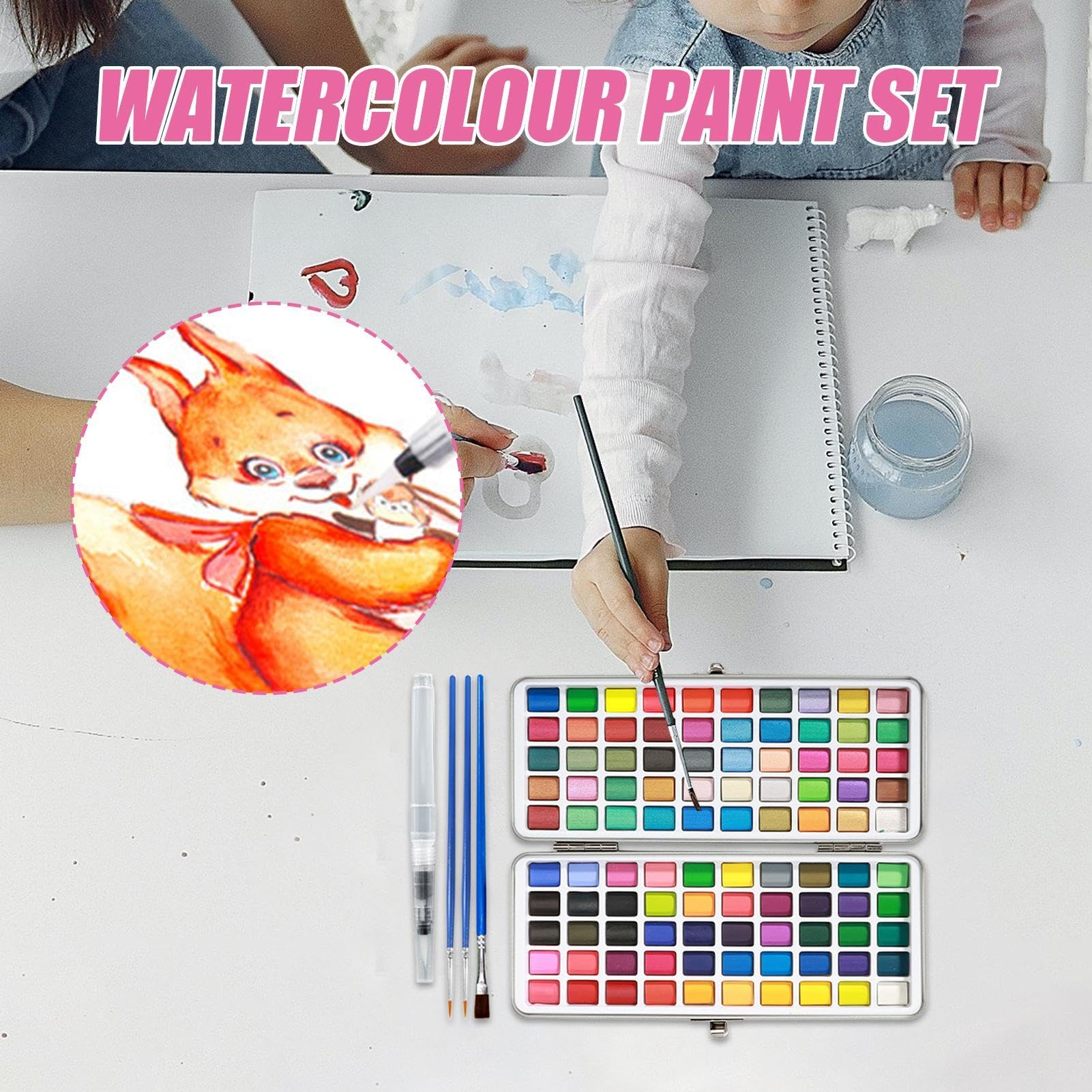 Juego de pintura al agua, suministros de arte de dibujo, pinceles de arte