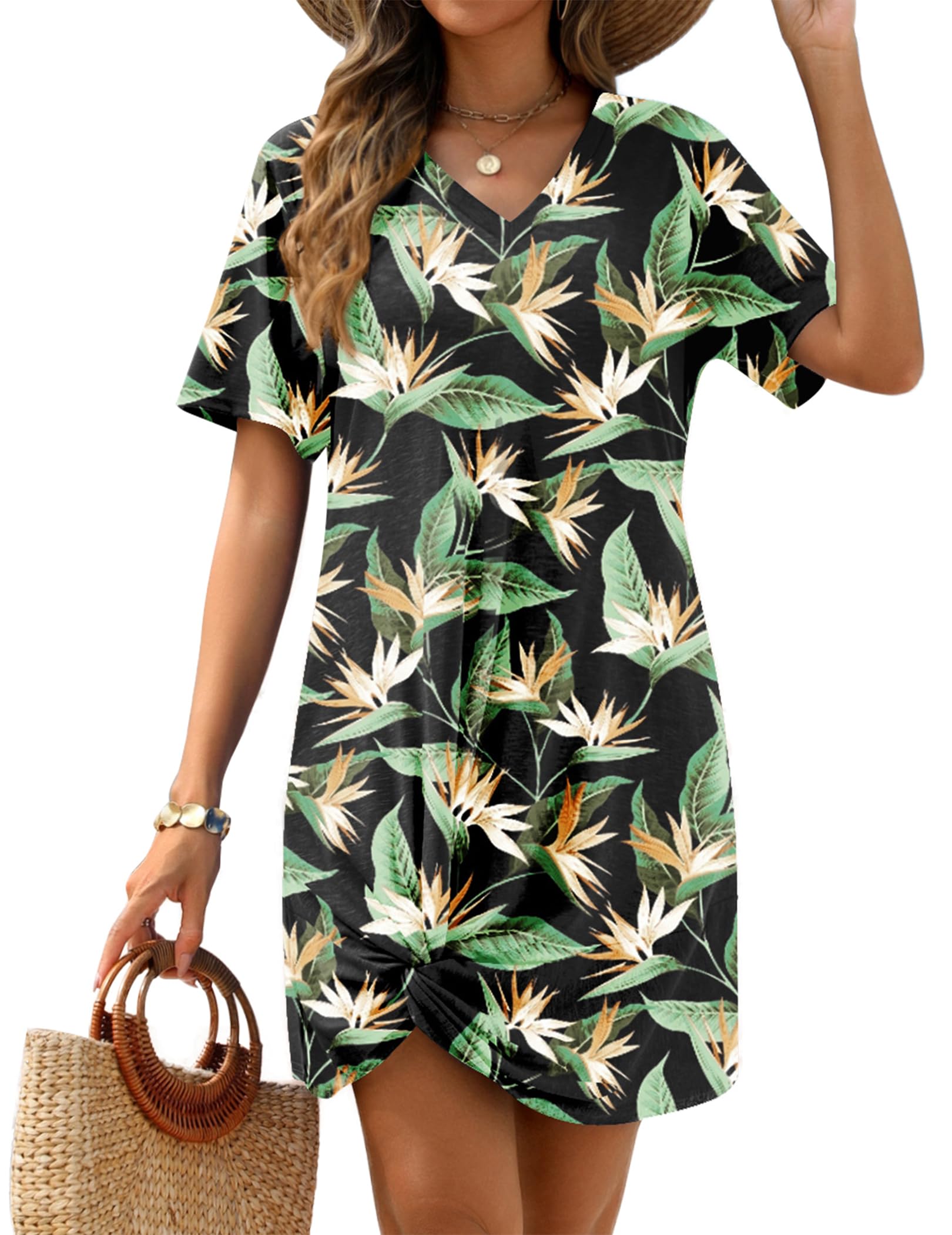AIMAGE Swimsuit Cover Ups for Women Short Sleeve Bathing Suit Coverup Casual Bikini Swimwear Beach Cover Up Dress