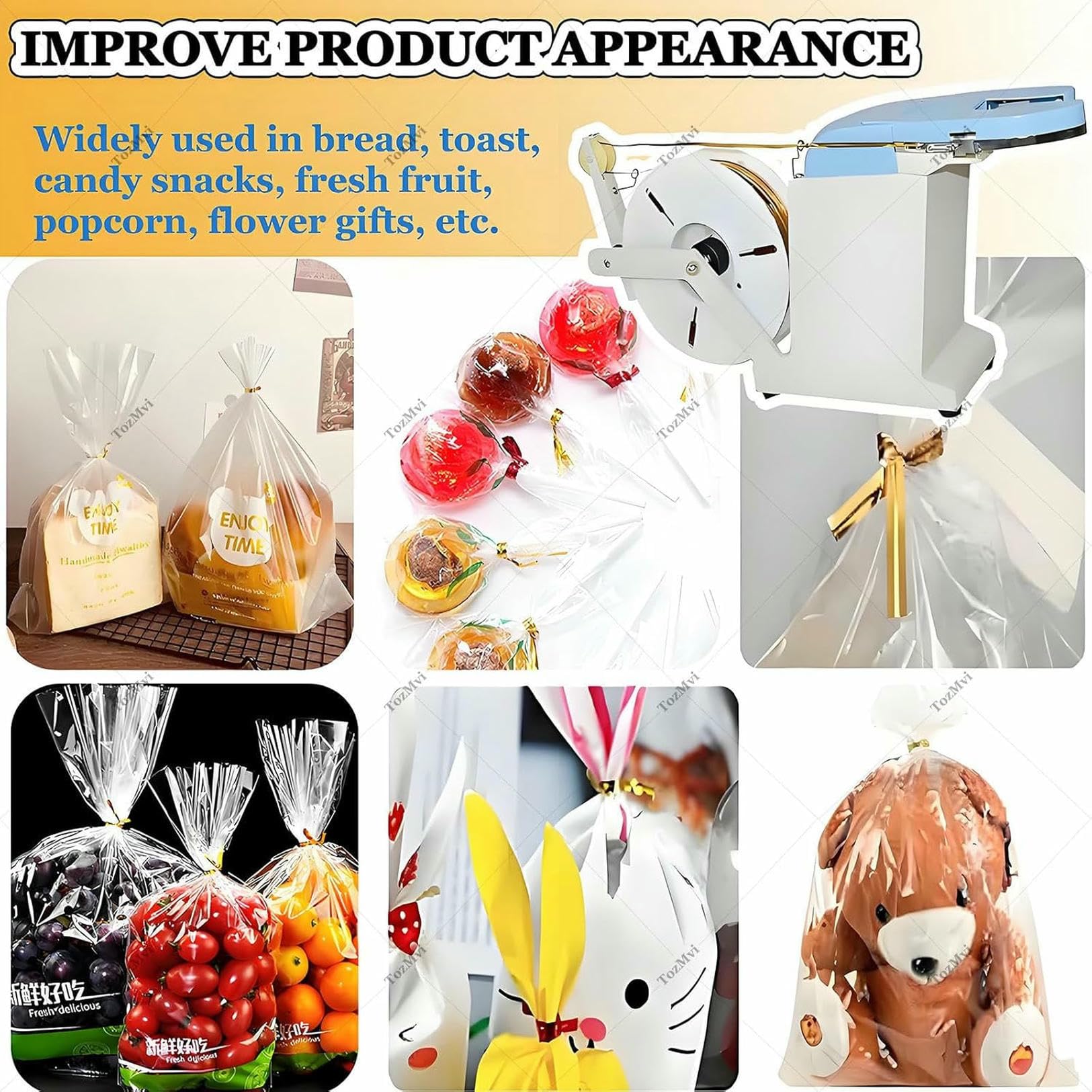 Sigillante elettrico per sacchetti per panetteria e caramelle, legatrice semiautomatica, per sigillare alimenti e rilegatura a filo, ideale per pane e snack
