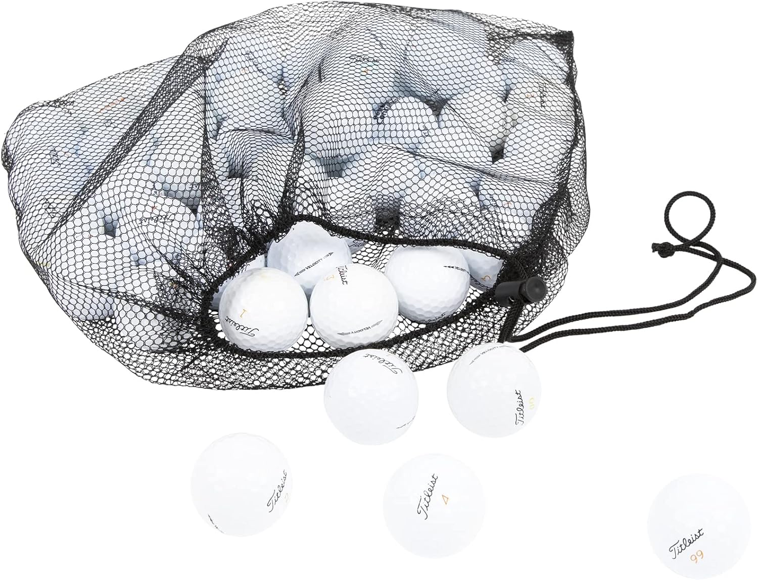 Clean Green Golf Balls 24 Recycled & Used Golf Balls for Titleist Velocity Golf Balls - Good Condition Used Golf Balls Bulk - Includes Mesh Carrying Bag & Recycled Golf Balls
