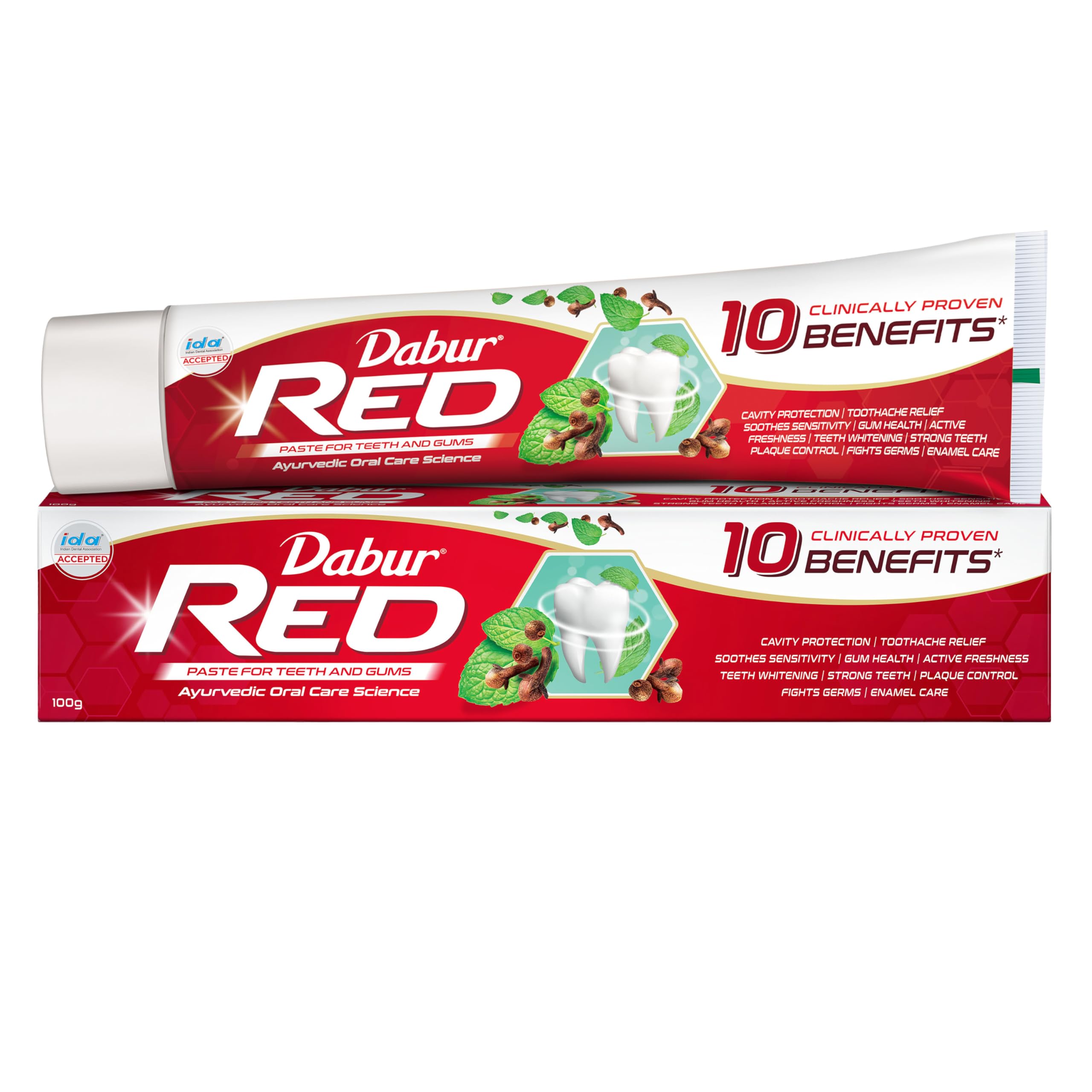 Dabur Red Toothpaste - 100g | World's No.1 Ayurvedic Paste | Provides Germ Protection, Cavity Protection, Plaque Removal | Prevents Gum Bleeding, Yellow Teeth, Toothache, Bad Breath-image-6