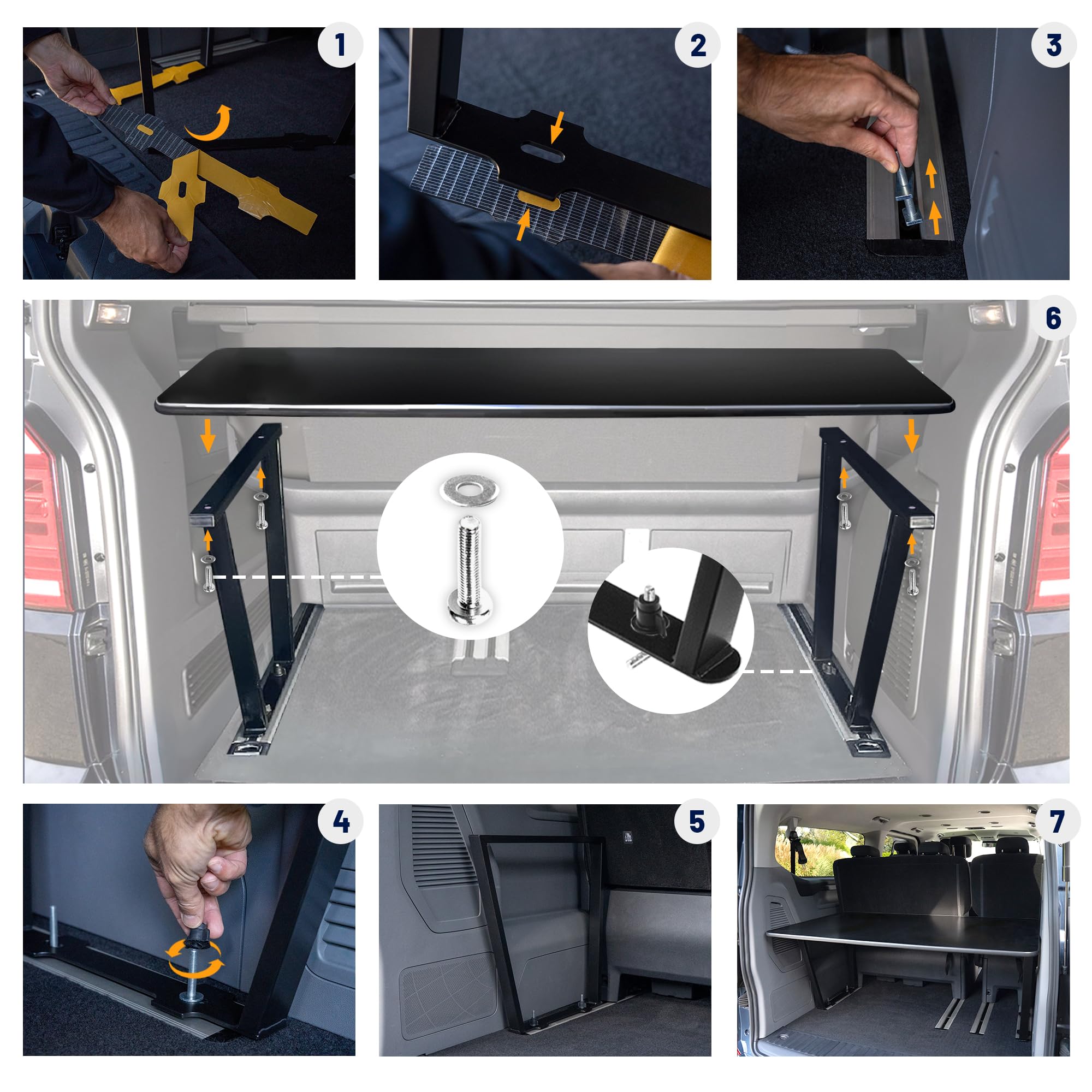 CHROMEMASTER Compatibile con Ford Tourneo Custom II 2023+; Set: Letto Pieghevole per Auto e Materasso per Auto, Materasso Pieghevole; Prolunga del Letto Multiflexboard, Tavolo; Accessori per il Camper
