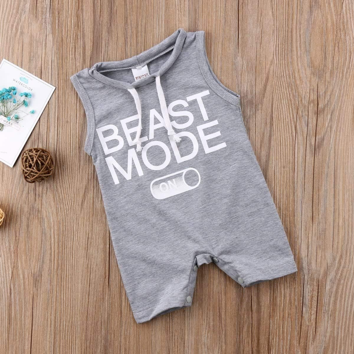 DUBASAM Newborn Infant Baby Boy Beast Mode Sleeveless Short Romper Jumpsuit Summer Clothes - Image 2