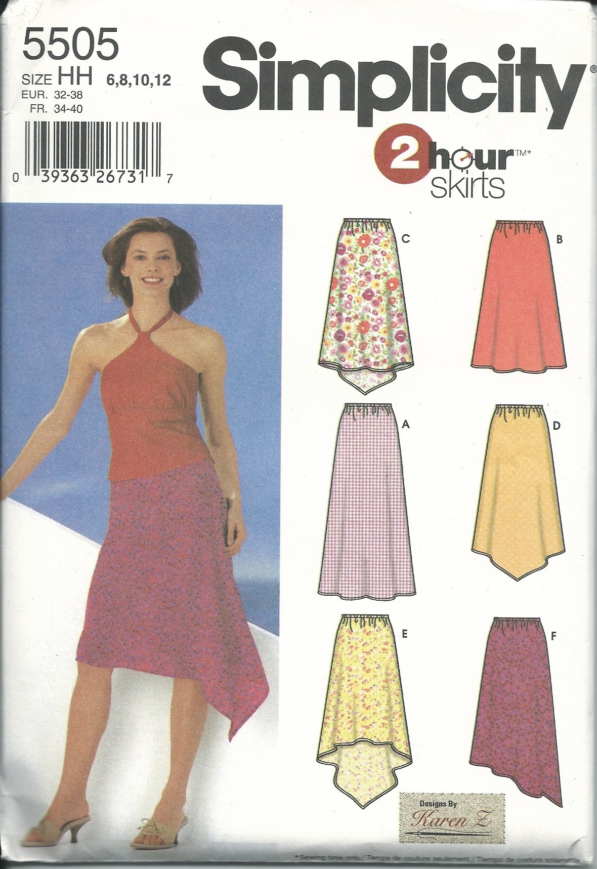 Patron de couture femme jupe facile et rapide 2h Simplicit 5505hh taille 6 à 12