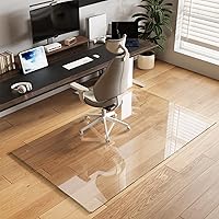 Vista 28 de Koonmi Tapete para silla de vidrio templado para suelos de madera dura y alfombras, 30" x 48" gris, protector de piso de oficina de servicio pesado