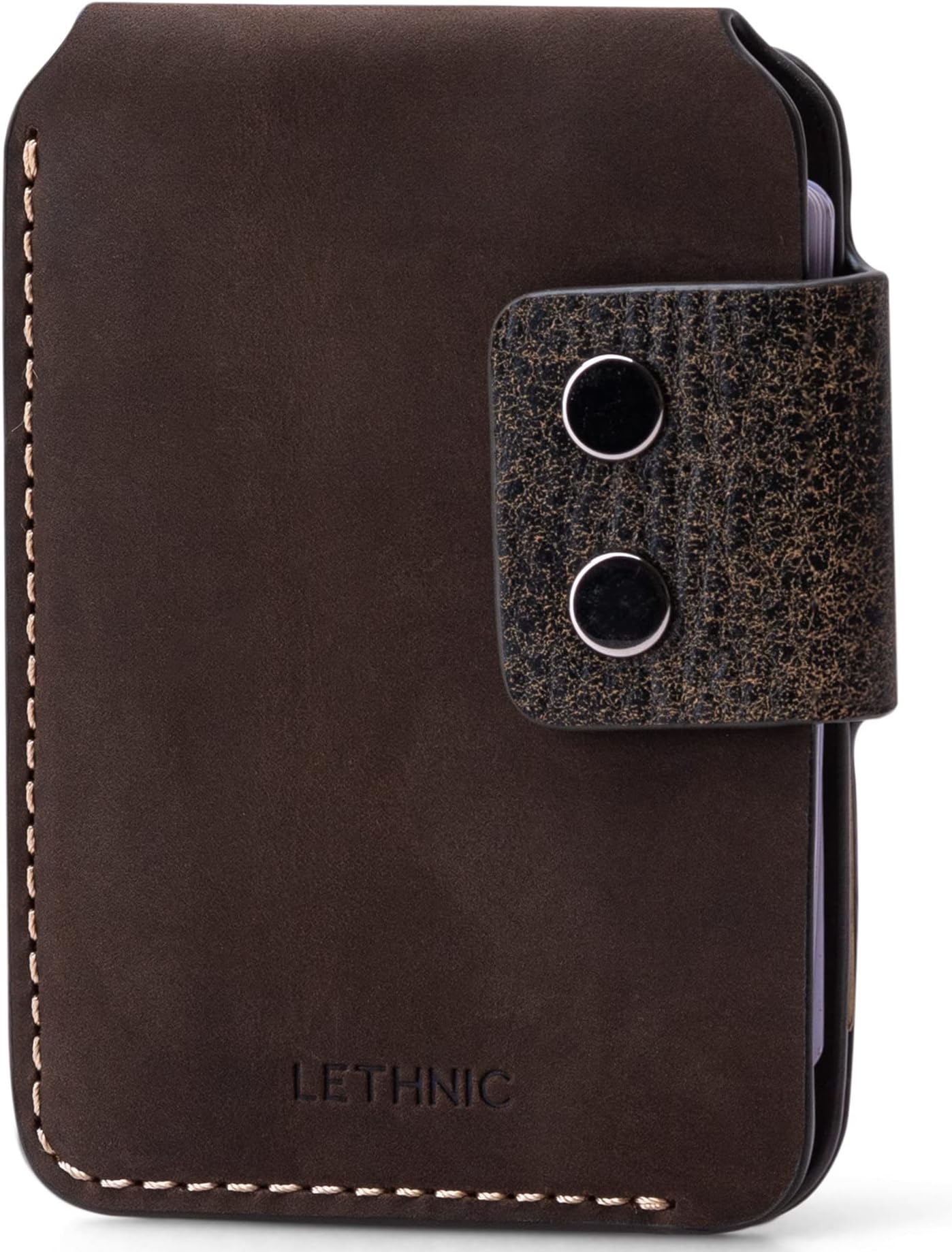 Leather Minimalist Wallet for Men With RFID Blocking - Handmade Wallet Holds Up to 10 Credit Cards and fits your front pocket - Small Full Grain leather wallet for EDC - Tactical Wallet (Chestnut)