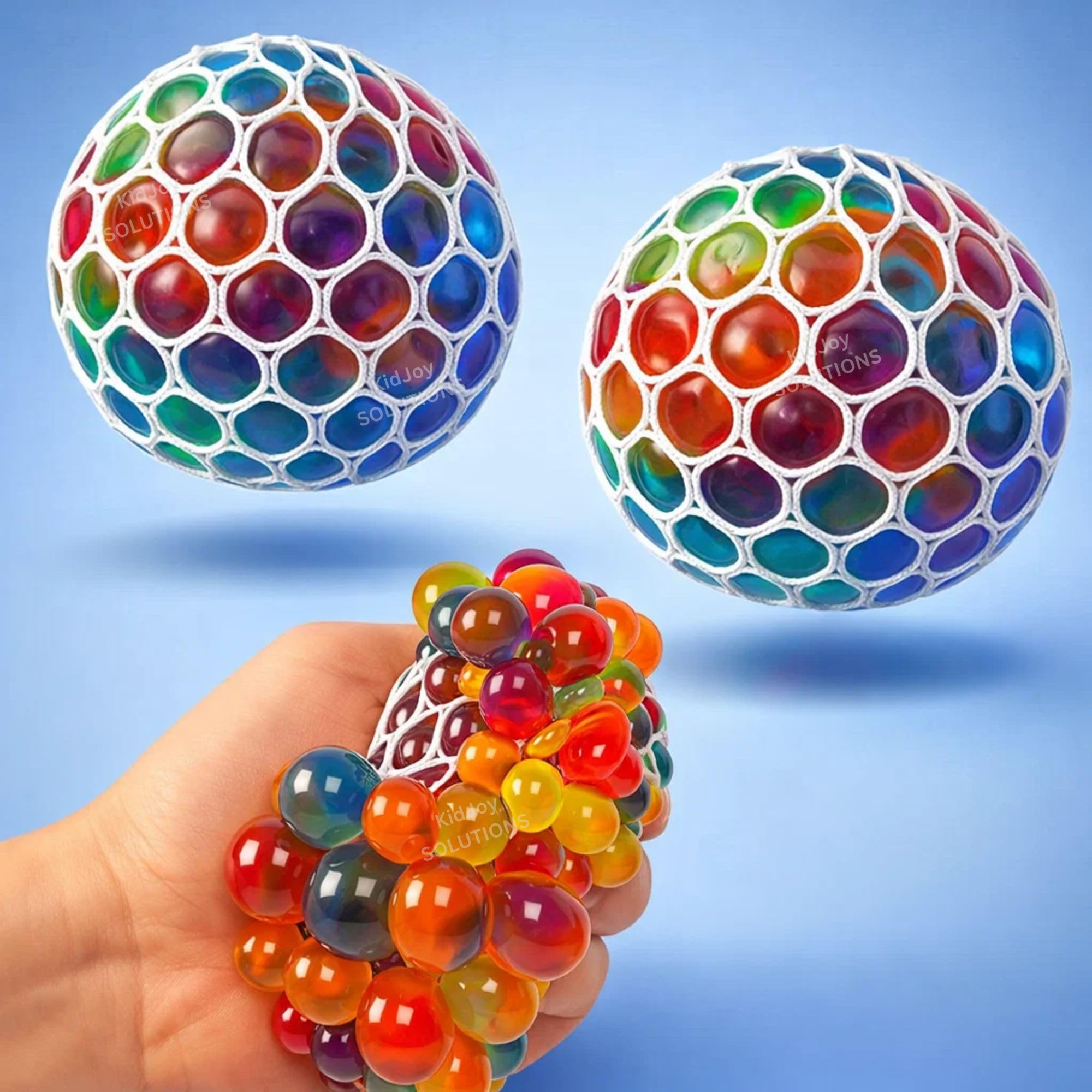 2 Pcs Squishy Stress Ball for Kids Squeeze Toy Pressure Relieve Anti-Stress Anti Anxiety Multicolor Magic Slime Mesh Ball Squeeze Grape Balls Return Gifts-image-20