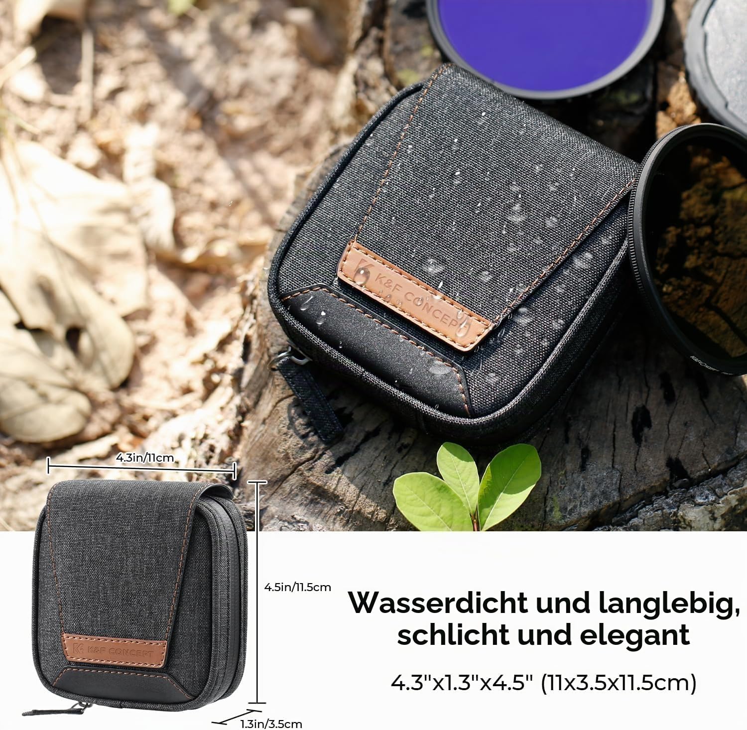 K&F CONCEPT 4 Stück Taschen für Kamera Filter 4-in-1 Filter-Taschen 4Pcs Objektivfilter Tasche Bis zu 95 mm