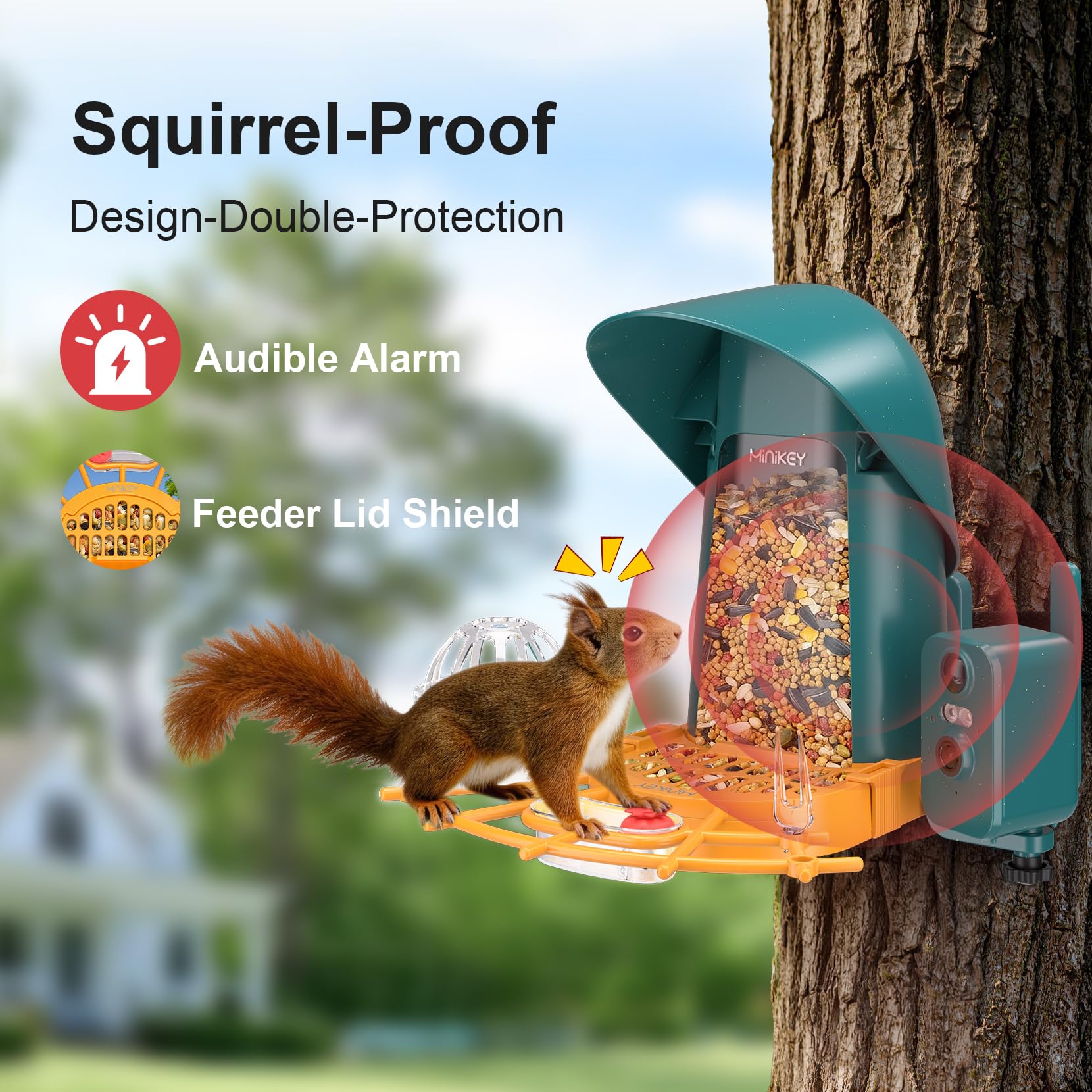 Smart Bird Feeder mit Kamera Outdoor Vogelhaus, 4MP Ultra HD & AI Identifizieren Sie 11000+ Arten, 2L große Kapazität, solarbetrieben mit App Ankunftswarnungen, ideale Vogelhausgeschenke für