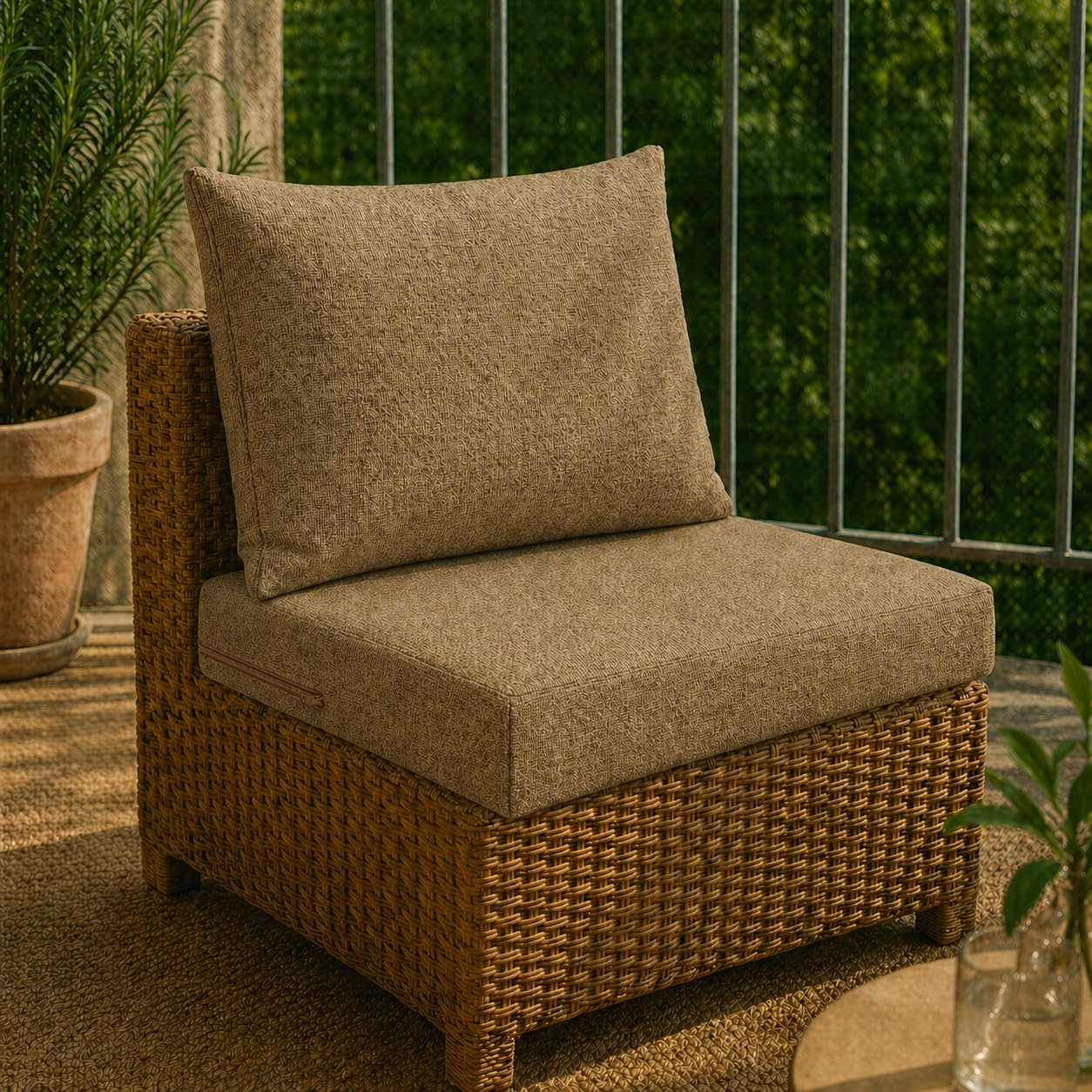 chilly pilley® Rattan-Möbelkissen, Gartenkissen, Sitzkissen, viele Größen und viele Farben 50x60x10, Braun