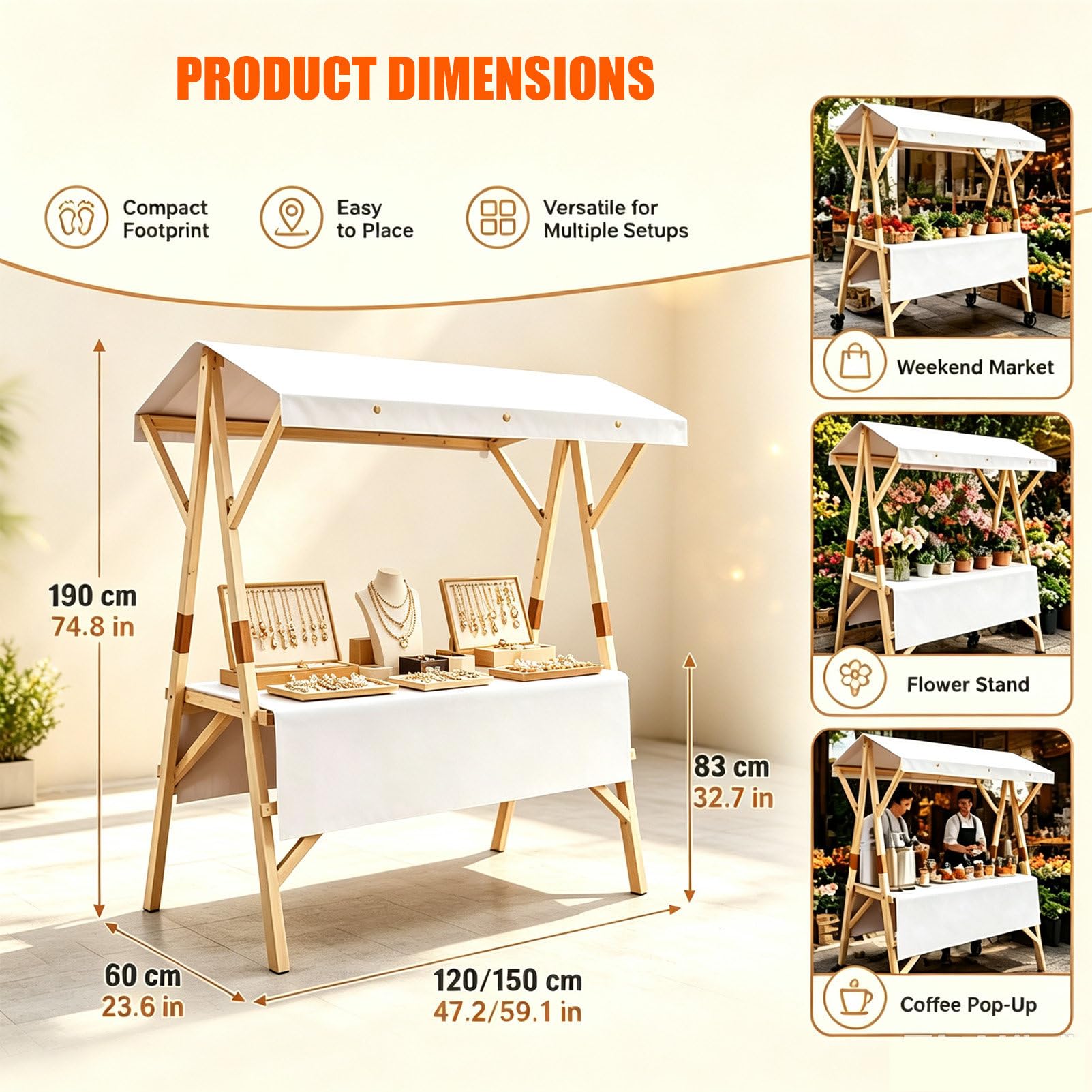WóZek Handlowy Do UżYtku Na śWieżYm Powietrzu White-120cm/47.2in