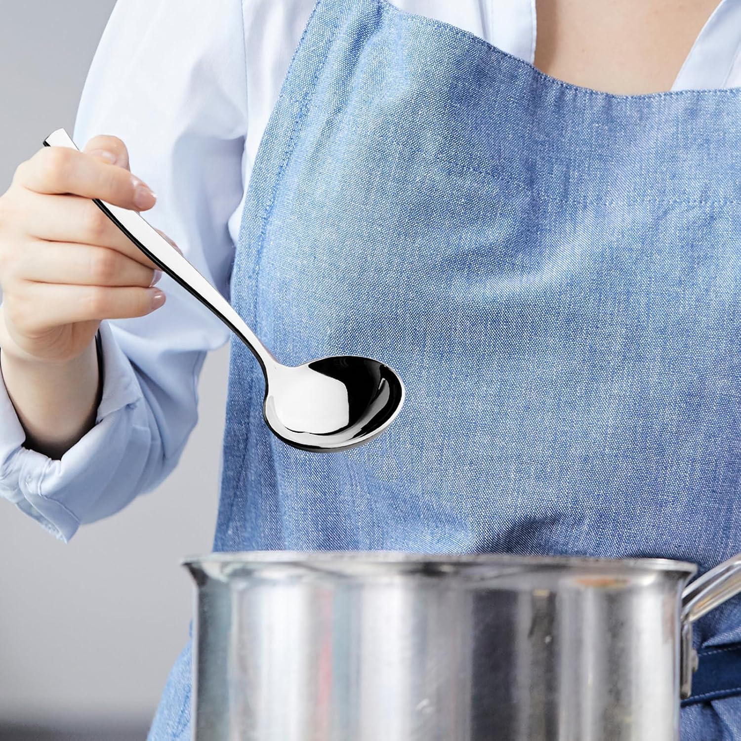 Sadstory Small Stainless Steel Gravy Ladle, Soup Ladles Serving, 4 Packs