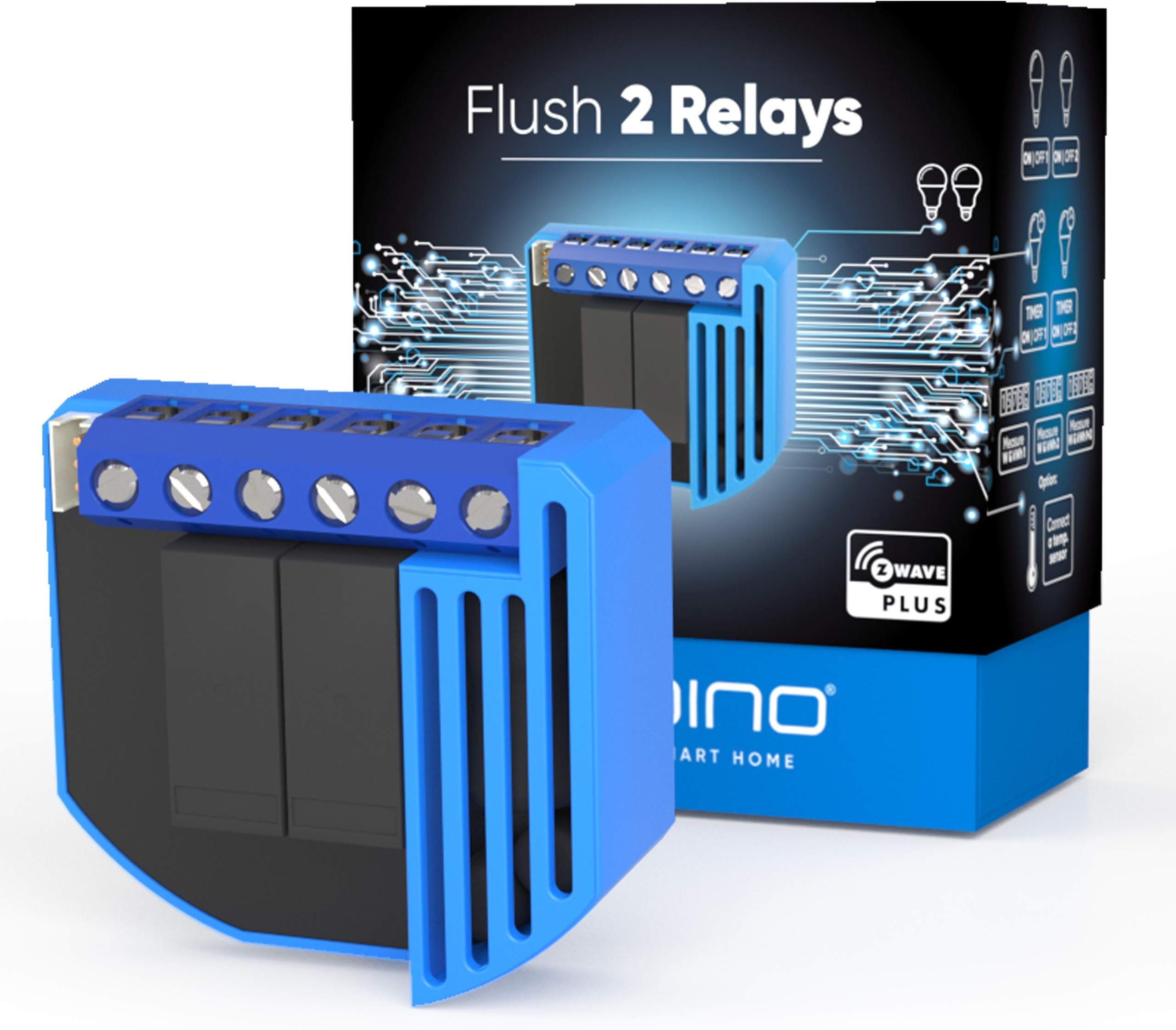 Qubino ZMNHBD1 Flush 2 Relay Module 2000W with Energy Meter Z-Wave module for Smart Home