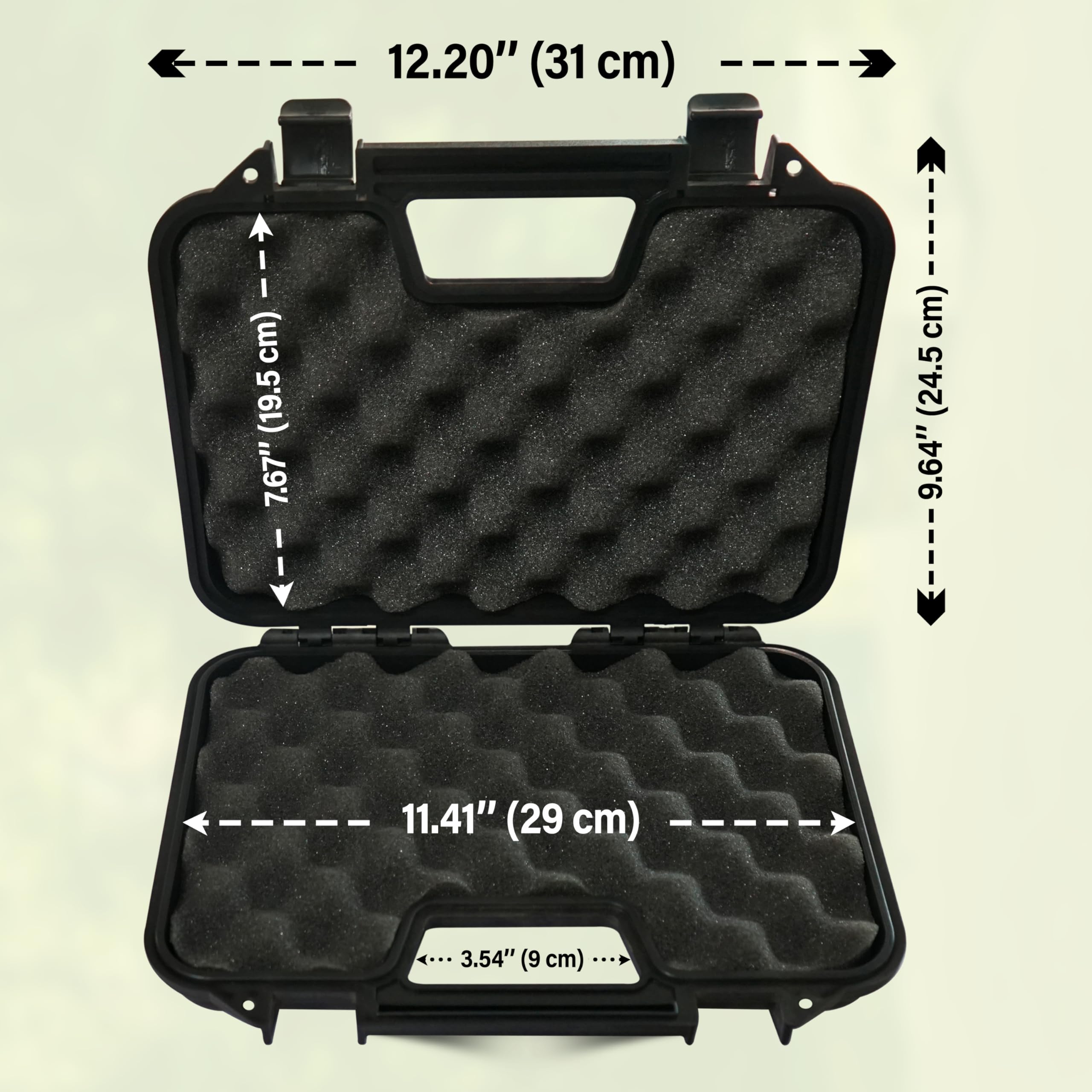 ARSUK Custodie dure, plastica portapistole per fucili Pistola con Protettiva interno Schiuma Facile da trasportare (31 cm Cassa-Nero)