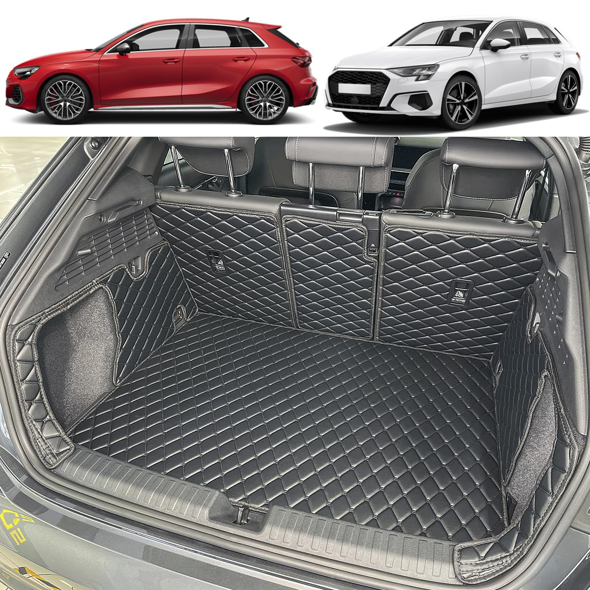Vasca Baule per Audi A3 Sportback 8Y 2021-2025 (piano di carico superiore) Protezione Bagagliaio su Misura | Tappetino protettivo per bagagliaio