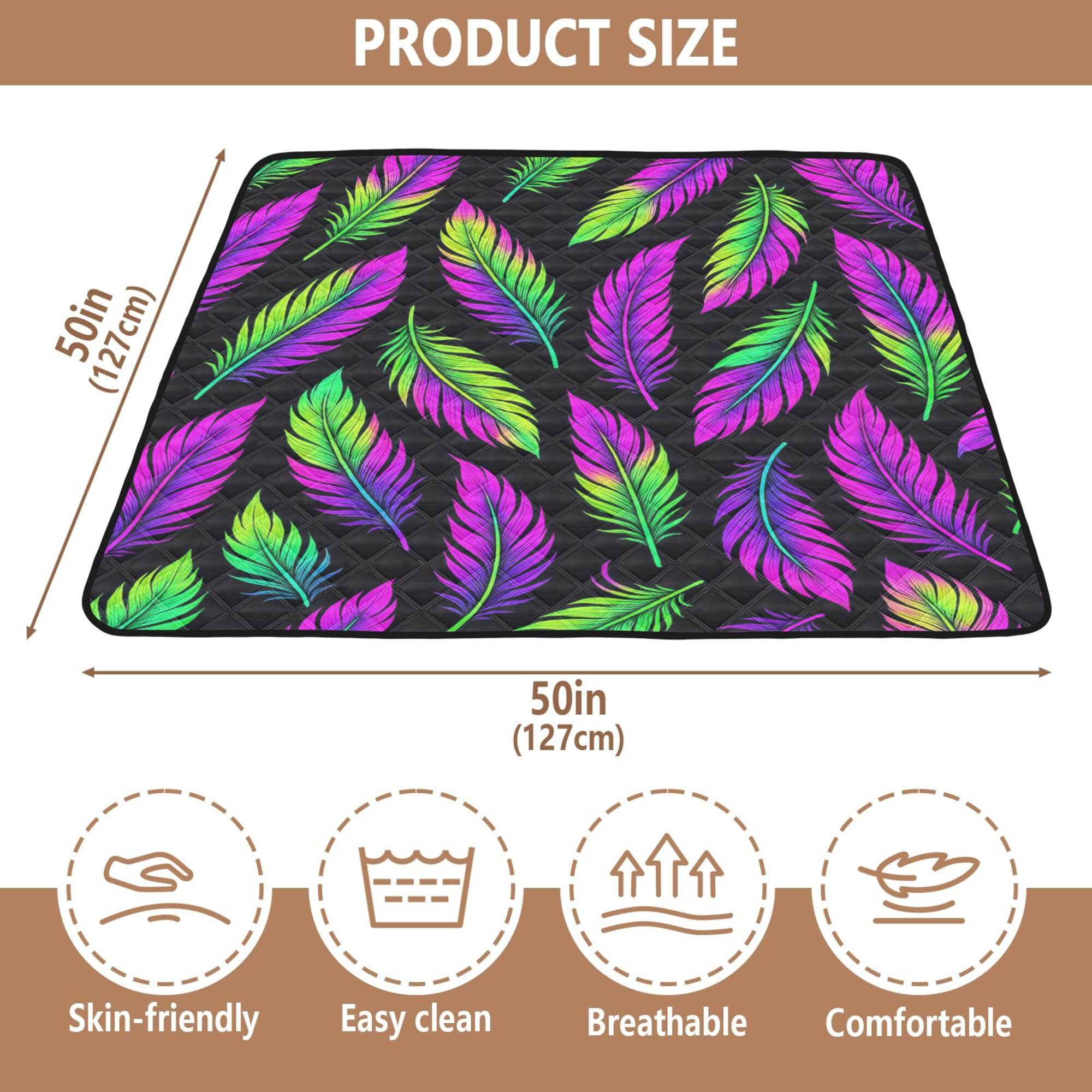 Neonowy wzór boho miękka wyściełana mata do zabawy dla niemowląt na podłogę 1-częściowa mata do kopania dla malucha niemowlęcia, 127 cm x 127 cm