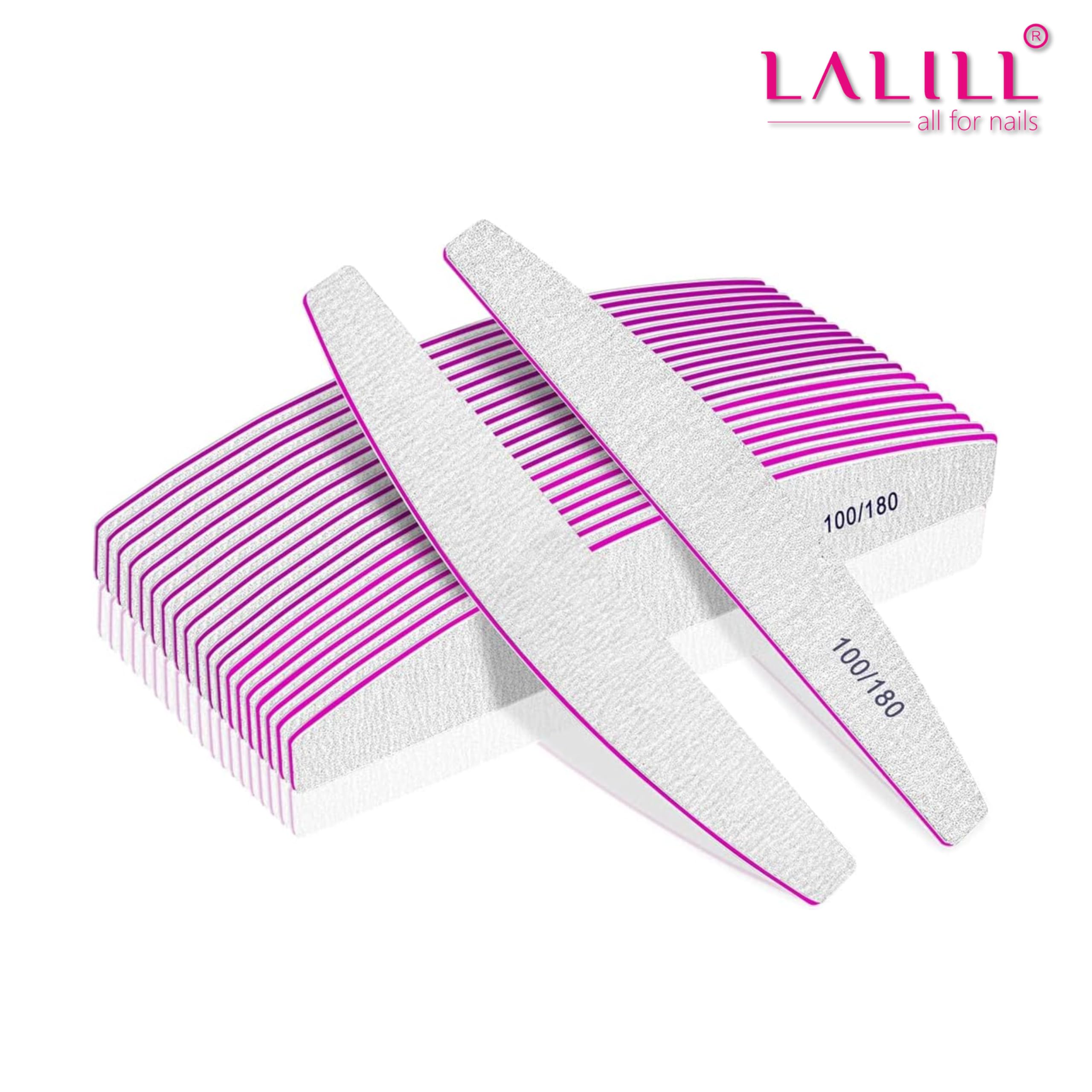 LALILL Pilnik do paznokci 100/180 ziarnistość 10 szt. – pilniki do paznokci żelowych – modelowanie paznokci hybrydowych, akrylowych i naturalnych – Zebra pilnik do manicure, bufer, profesjonalny i dla